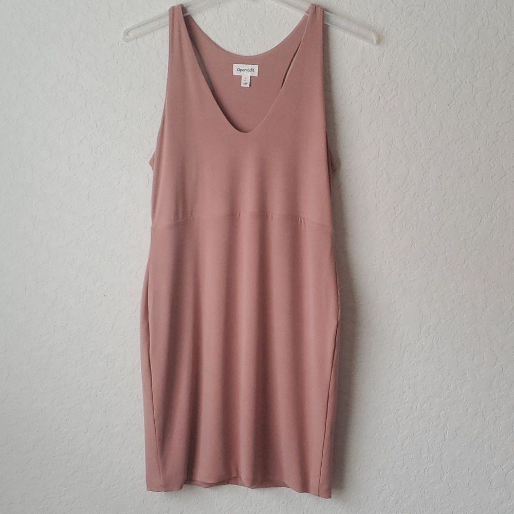 Open Edit Women's Scoop Neck Sleeveless Bodycon Dress Size Large Mocha Tan** - Picture 7 of 12